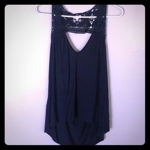 Navy blue top with lace